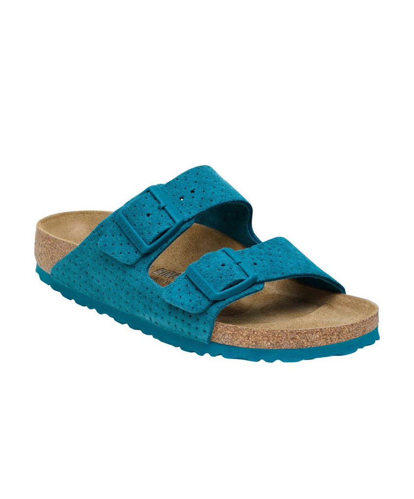 Birkenstock Arizona Narrow Aqua Birkenstock Arizona Embossed Suede