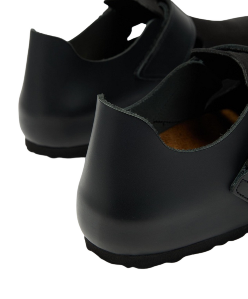 Birkenstock London QR Buckle Tech Natural Suede Leather Black Shoes
