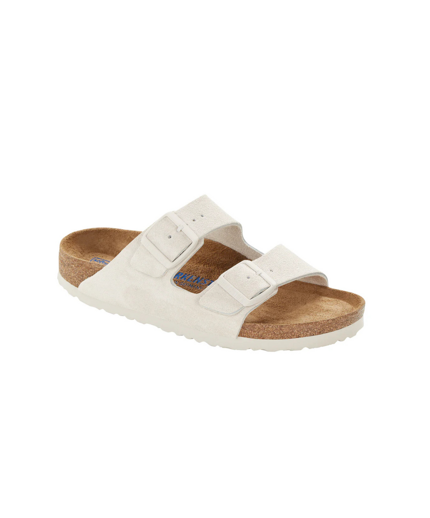 Birkenstock Arizona Suede Leather Antique White Soft Footbed