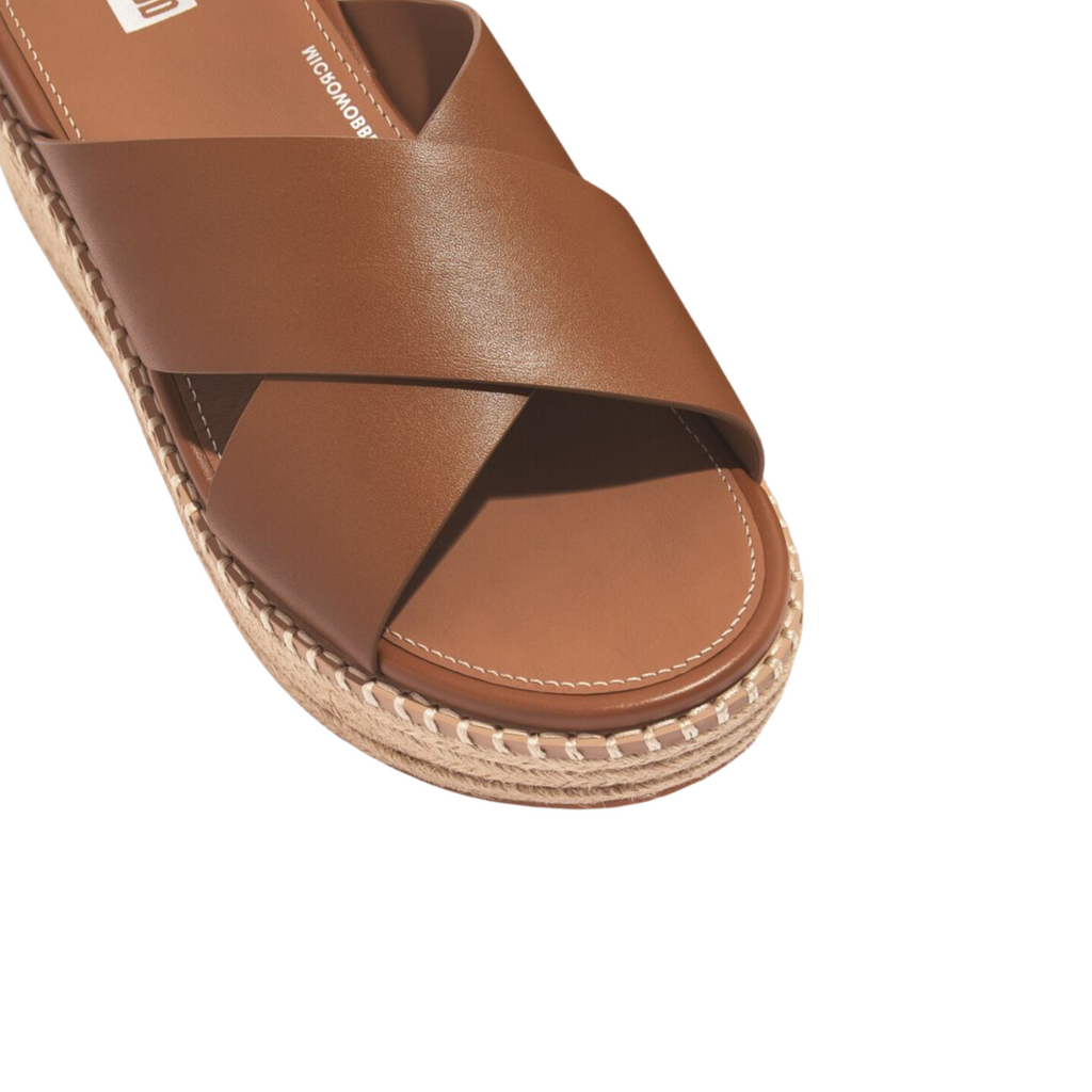 FitFlop Eloise Espadrille Leather Wedge Cross Slide Light Tan – Bstore