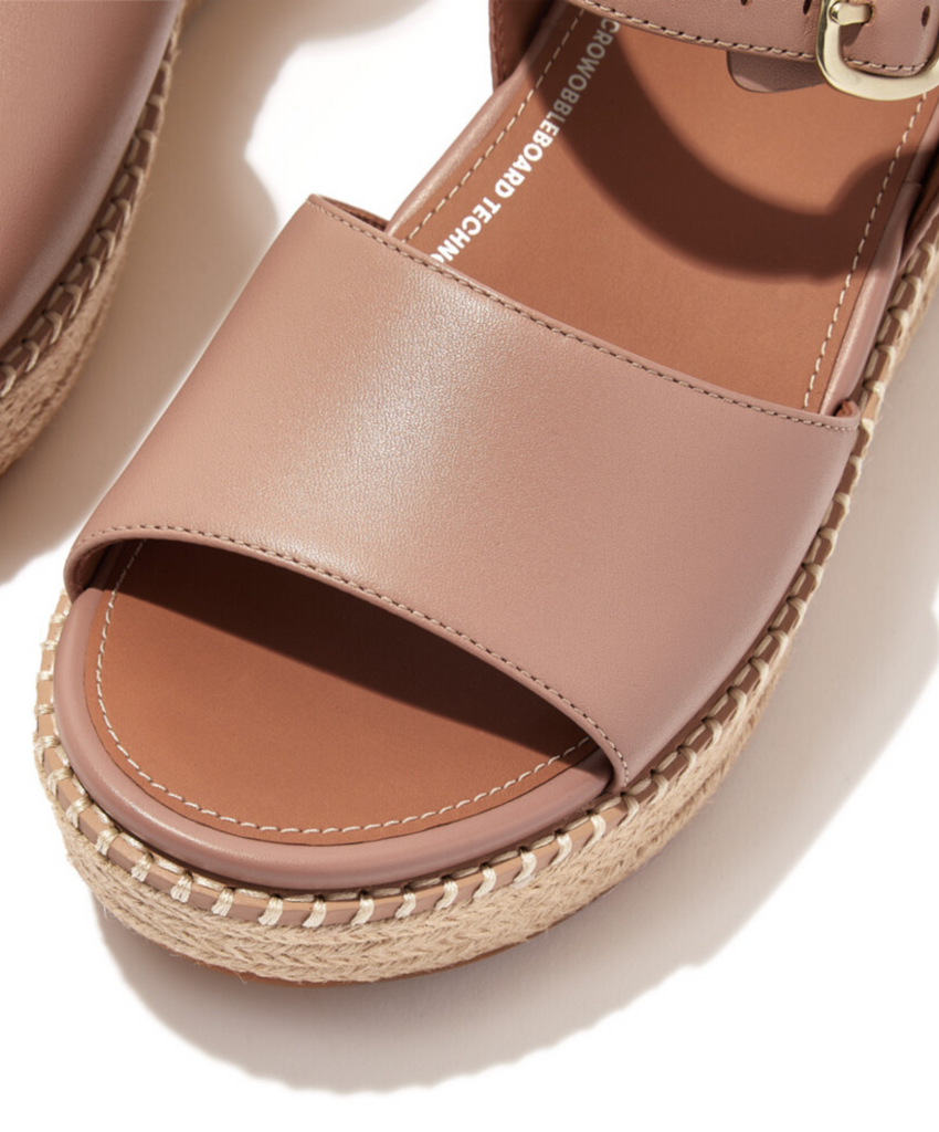 Fitflop Eloise Espadrille Leather Back Strap Wedge Sandals Beige Buff –  Bstore