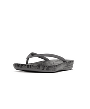 Fitflop iQushion Snake Print Thongs Pewter
