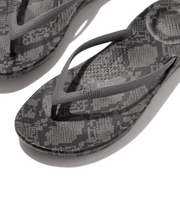 Fitflop iQushion Snake Print Thongs Pewter