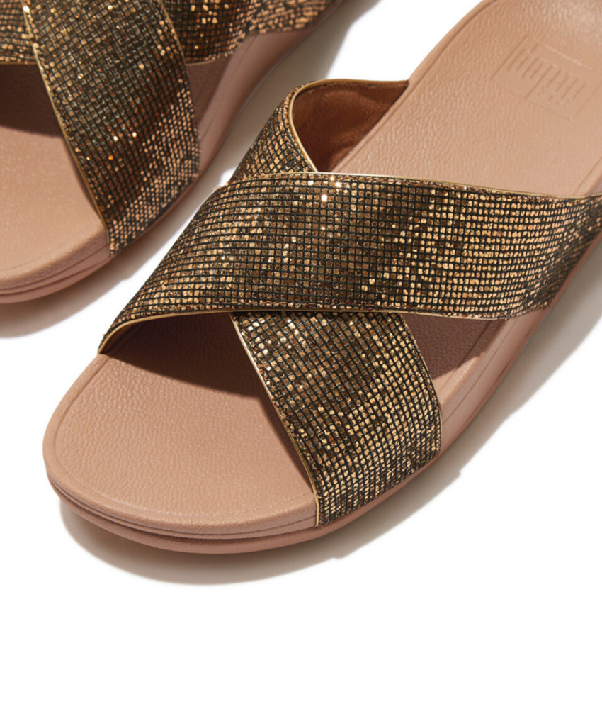 Fitflop Lulu Glitterball Cross Slide Gold – Bstore