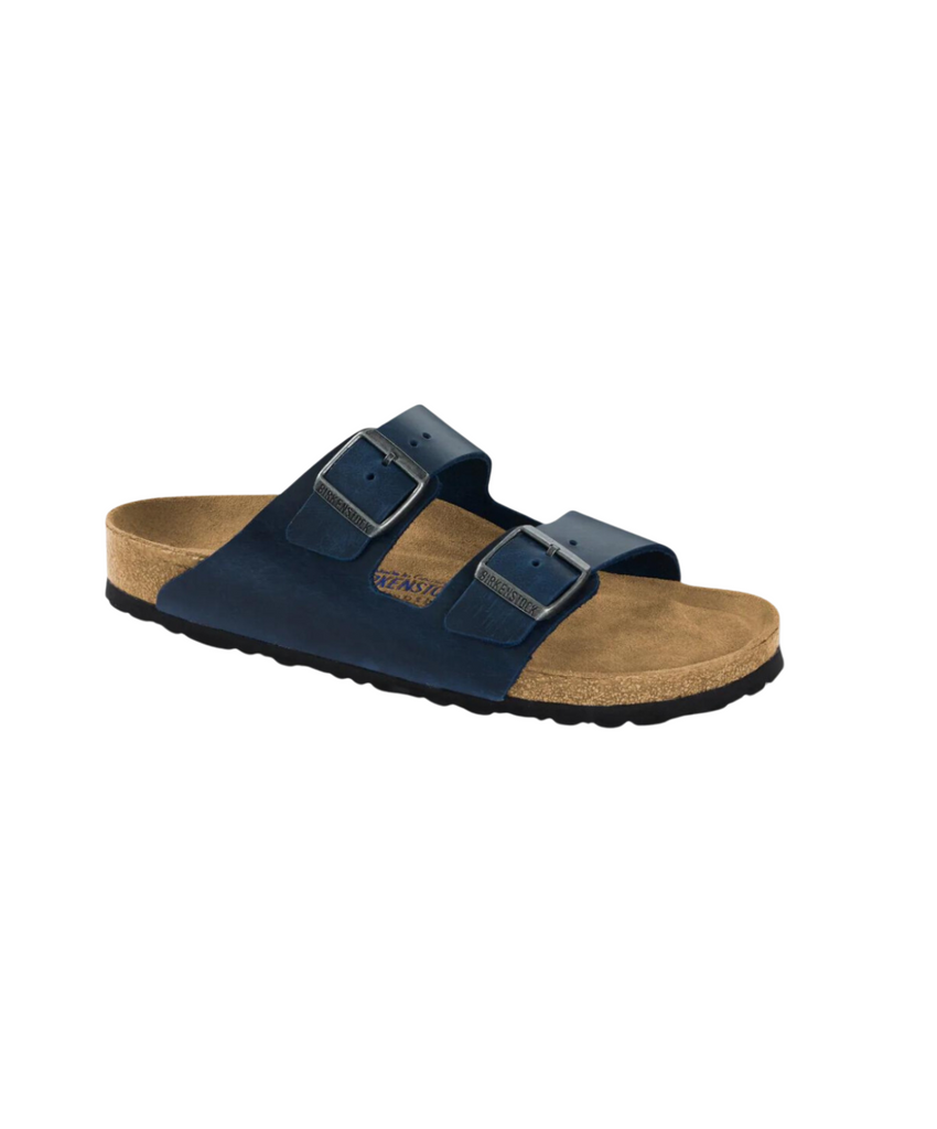 Birkenstock Arizona Oiled Leather Blue Soft Footbed Sandals Bstore