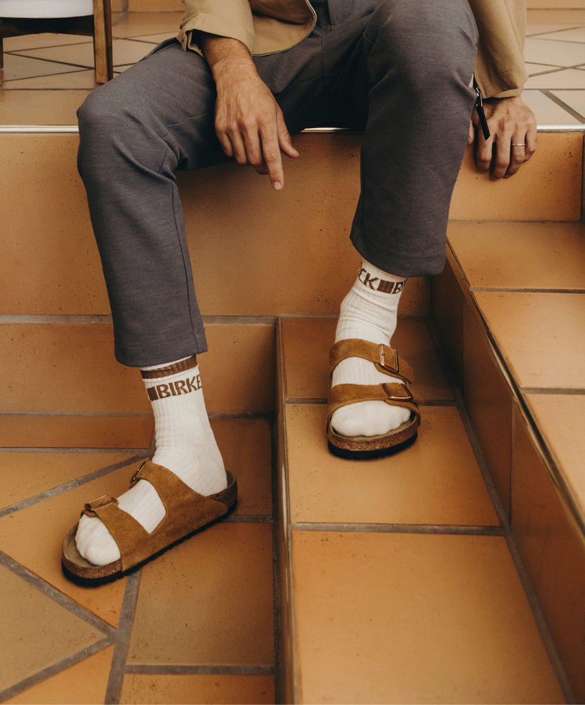 Birkenstock Arizona Suede Mink Soft Footbed Sandals | Free