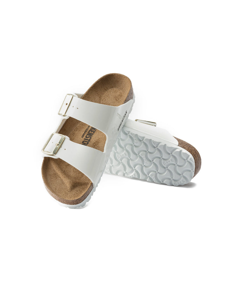 Birkenstock Arizona Birko-Flor White Patent Sandals Free