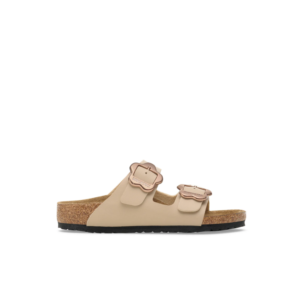 BIRKENSTOCK Girls Arizona Flower Buckle Sandals in Beige main image 0