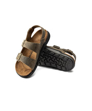 Birkenstock Milano Cross Town Oiled Leather Faded Khaki Mens Sandals