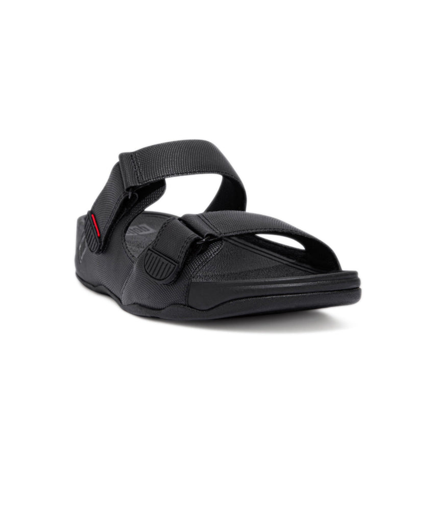 FitFlop Gogh Moc Embossed Leather All Black Mens Slides Free Shipping Bstore