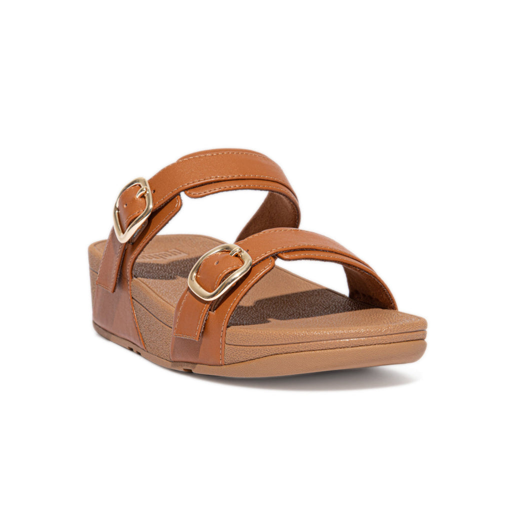 FitFlop Lulu Adjustable Leather Light Tan Slides | Free Shipping – Bstore