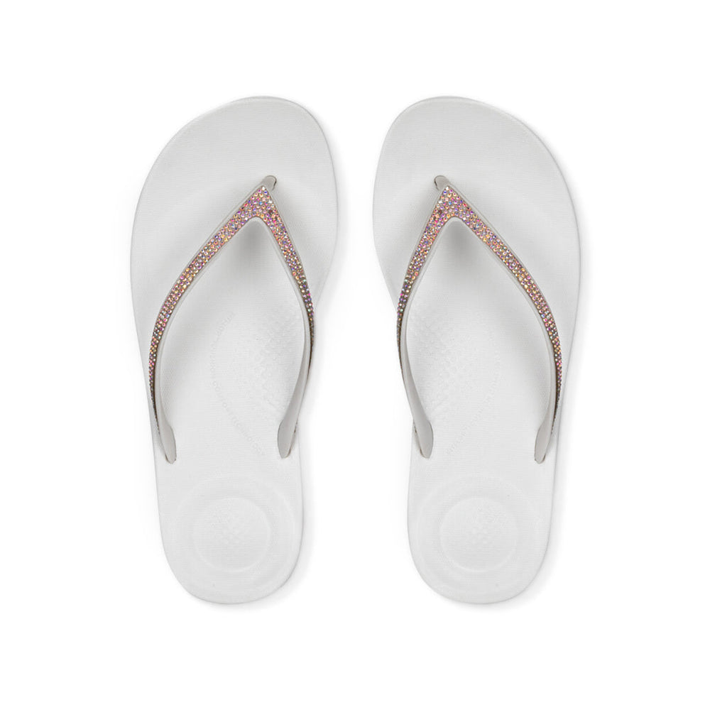 FitFlop iQushion Sparkle Thongs White