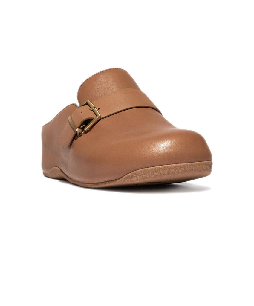 FitFlop Shuv Buckle Latte Tan Leather Clogs Free Shipping Bstore