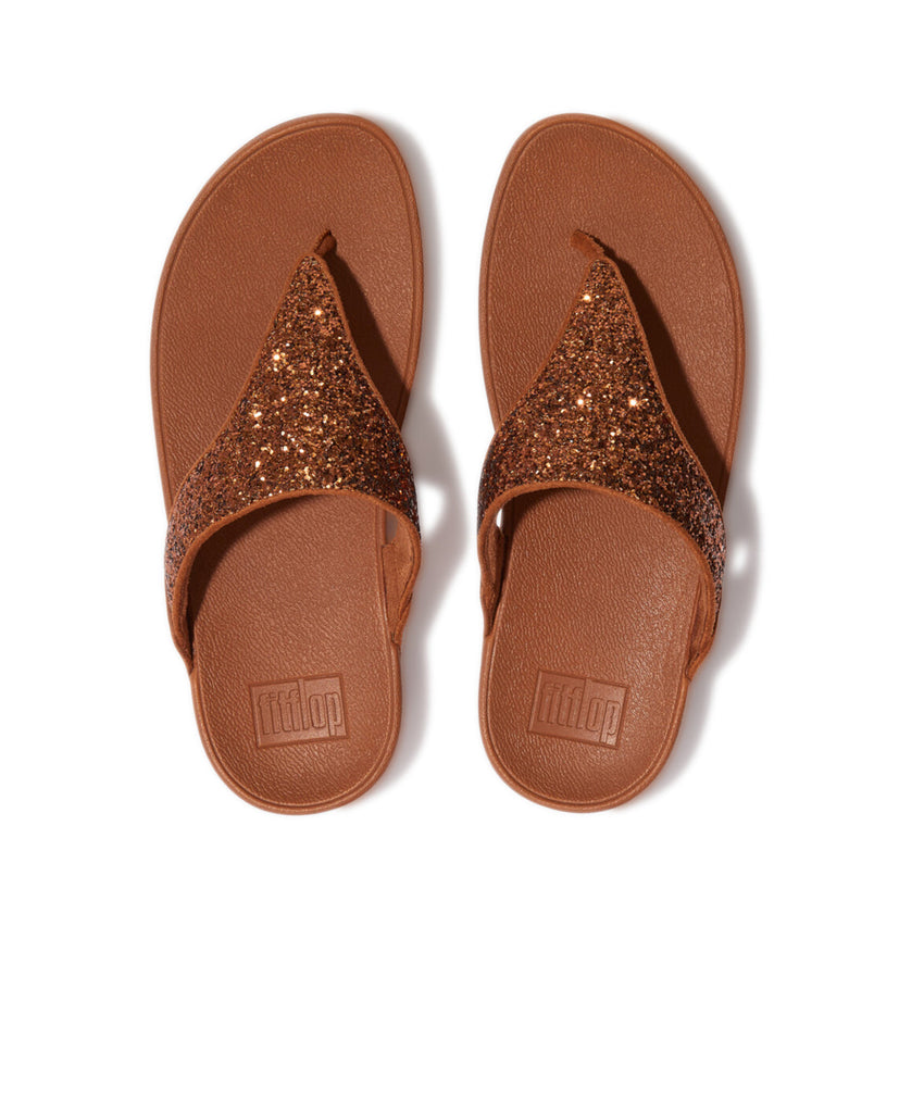 FitFlop Lulu Glitter Rose Light Tan Toe Thongs Free Shipping Bstore