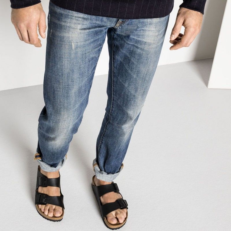 Birkenstock Arizona Birko Flor Black Soft Footbed Sandals