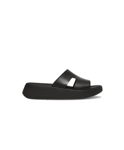 Fitflop F-Mode Raw Edge Flatform H-Bar Slides Black