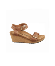 Papillio Soley Ring-Buckle Smooth Leather Ginger Brown Wedges