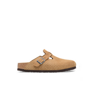 Birkenstock Boston Embossed Suede Leather New Beige Clogs