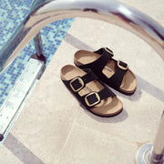 Birkenstock Arizona Big Buckle Nubuck Leather Black Sandals