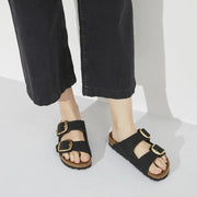 Birkenstock Arizona Big Buckle Nubuck Leather Black Sandals