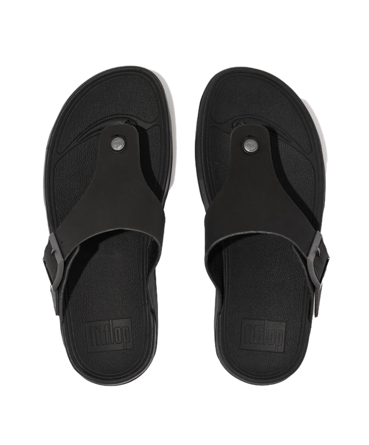 FitFlop Trakk II Mens Buckle Leather Toe Post Sandals Black – Bstore
