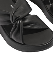 FitFlop F-Mode Leather Twist Flatform Slides Black