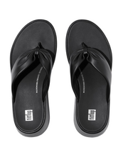FitFlop F-Mode Leather Twist Flatform Toe Post Sandal Black – Bstore