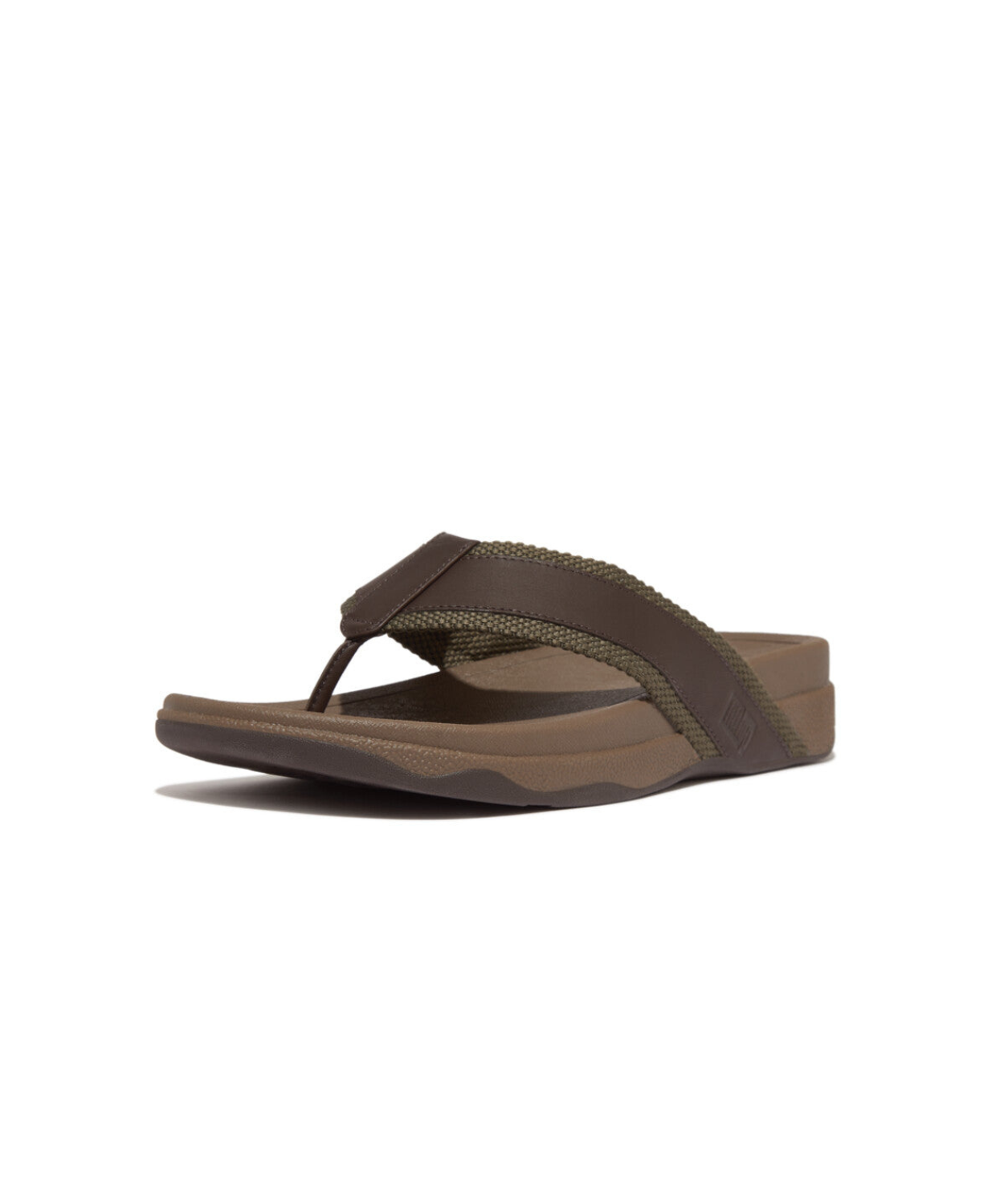 Fitflop Surfers Webbing/Leather Toe Post Mens Sandals Dark Olive