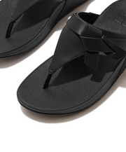 Fitflop Lulu Folded Knot Leather Toe-Post Sandals Black