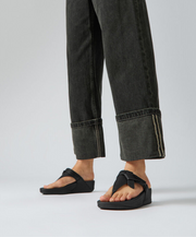 Fitflop Lulu Folded Knot Leather Toe-Post Sandals Black