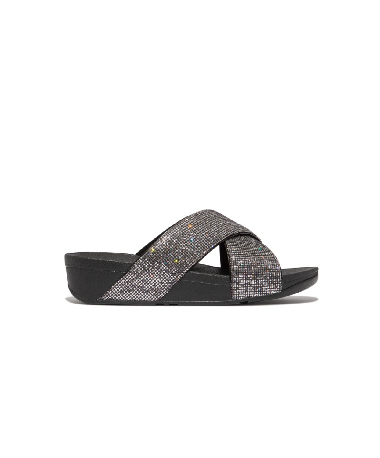 Fitflop Lulu Glitterball Cross Slide Silver