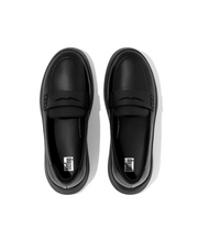 Fitflop F-Mode Leather Flatform Penny Loafers Black
