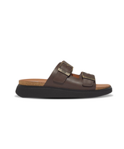 Fitflop Gen FF Buckle Two Bar Leather Slides Mens Chocolate Brown