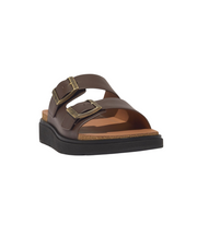Fitflop Gen FF Buckle Two Bar Leather Slides Mens Chocolate Brown