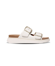 Fitflop Gen FF Buckle Two Bar Leather Slides Urban White