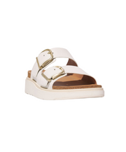 Fitflop Gen FF Buckle Two Bar Leather Slides Urban White