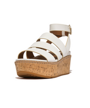 Fitflop Eloise Leather Cork Strappy Wedge Sandals Urban White