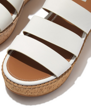 Fitflop Eloise Leather Cork Strappy Wedge Sandals Urban White