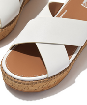 Fitflop Eloise Leather Cork Wedge Cross Slides Urban White