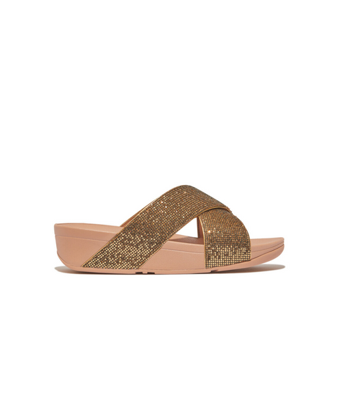 Glitterball Lulu Glitter Slides Fitflop Lulu Glitterball Cross Slide Gold 