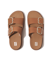 Fitflop Gen FF Buckle Two Bar Leather Slides Light Tan