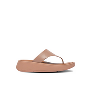 FitFlop F-Mode Leather Flatform Toe Post Sandals Beige