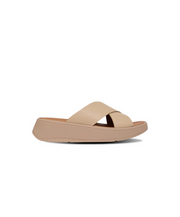 FitFlop F-Mode Leather Flatform Cross Slide Latte Beige