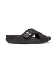 FitFlop Surfer Buckle Nubuck Mens Cross Slides Black