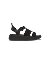 Fitflop F-Mode Leather/Webbing Flatform Fisherman Sandals Black