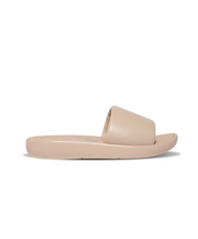 FitFlop iQushion D-Luxe Padded Leather Slides Stone Beige