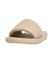 FitFlop iQushion D-Luxe Padded Leather Slides Stone Beige