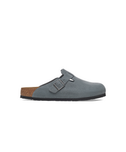 Birkenstock Boston Suede Leather Basalt Grey Soft Footbed Clogs