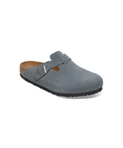 Birkenstock Boston Suede Leather Basalt Grey Soft Footbed Clogs
