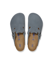 Birkenstock Boston Suede Leather Basalt Grey Soft Footbed Clogs